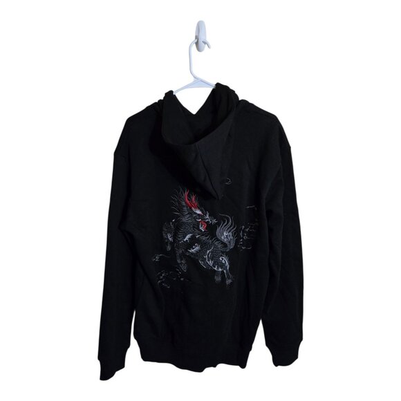 Koisea Hoodie Mens XL Black Embroidered Dragon Graphic Pullover Streetwear
